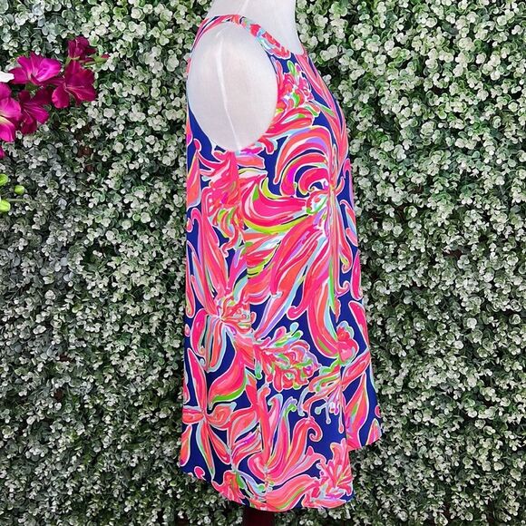 Lilly Pulitzer Resort Navy Banana Flambé Silk Jackie Shift Dress XS - Picture 5 of 11